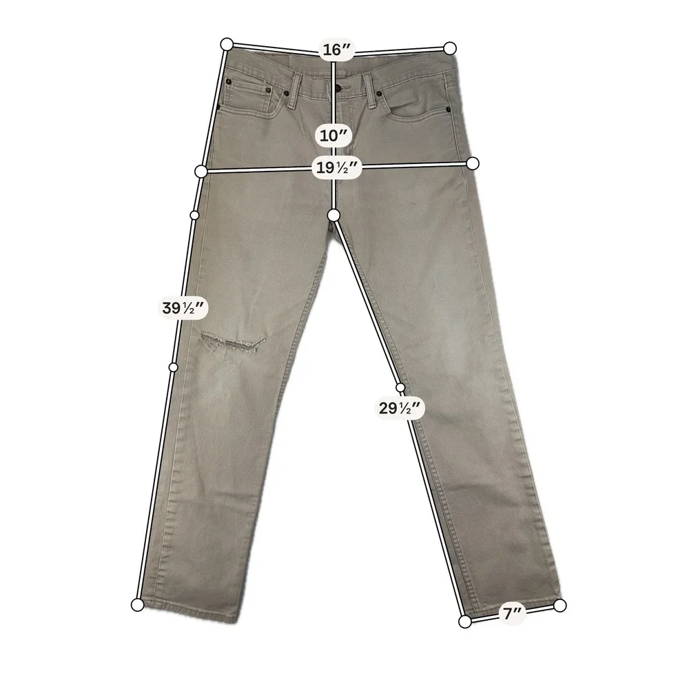 Levi Strauss Pants Mens 511 Slim 32x32 Khaki Tan Distressed Chino Cotton Stretch